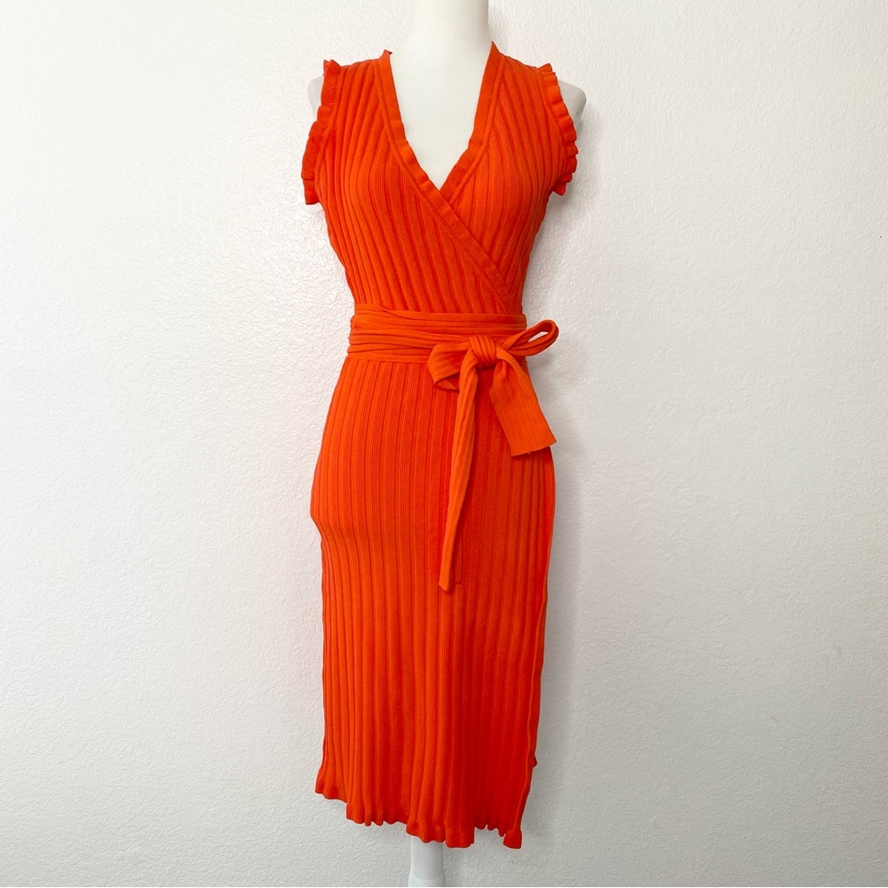 MILLY Orange Tie Front Dress